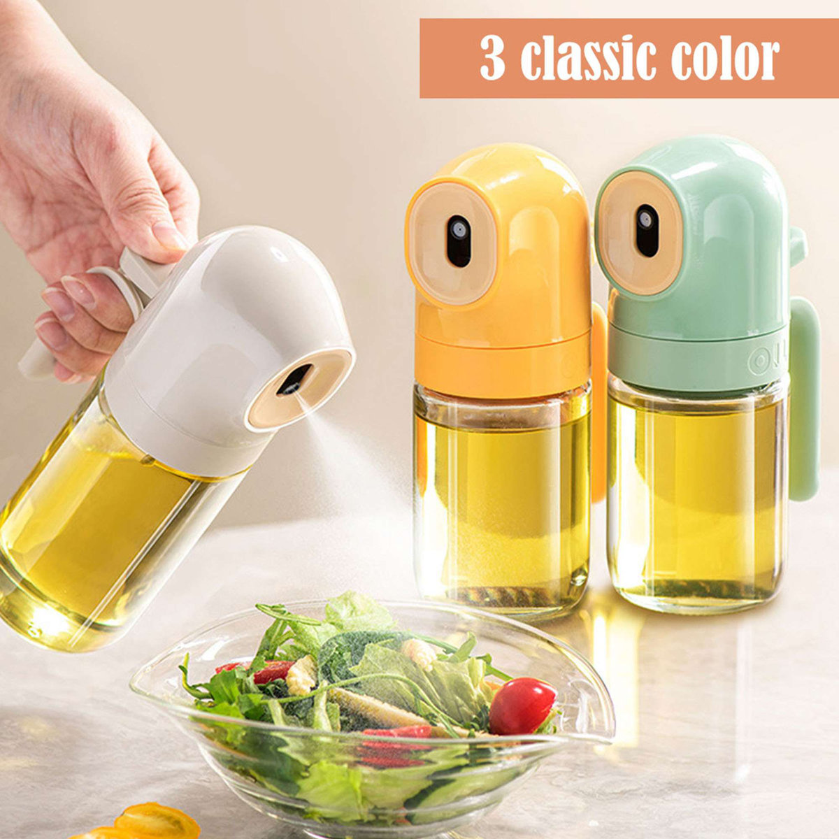 Oil Sprayer for Cooking, 250ml/8.4oz Refillable Glass Olive Oil Dispenser Spray Bottle for Kitchen, Food-grade Oil Mister for Air Fryer, Salad, Frying, BBQ